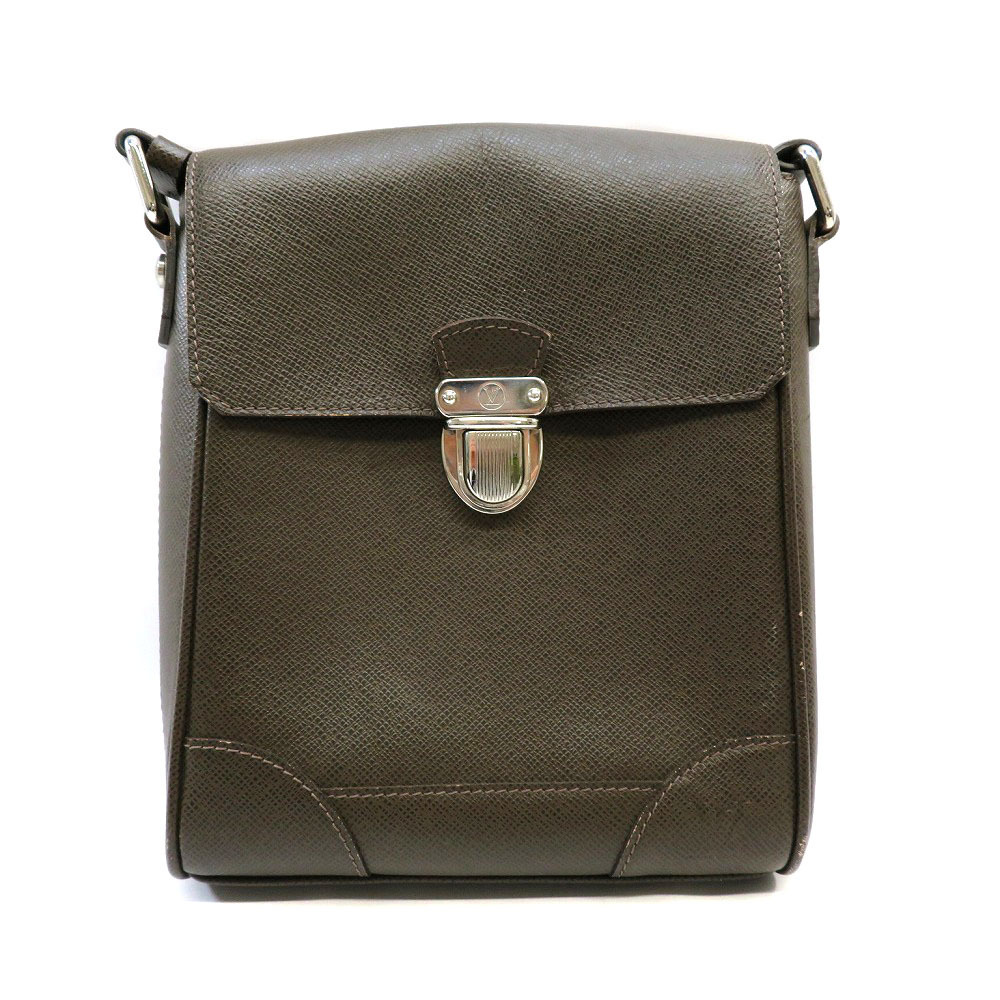 LOUIS VUITTON Luca Shoulder Bag Leather Taiga Brown Kitahosobata